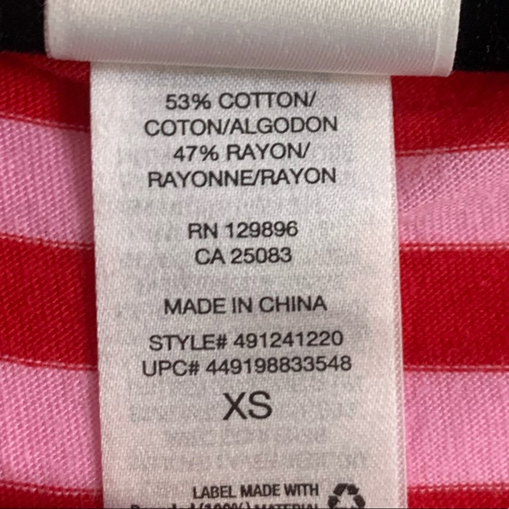 The Disney Store Pink/Red Striped Minnie Mouse Tank Top size XS EUC - Picture 5 of 5